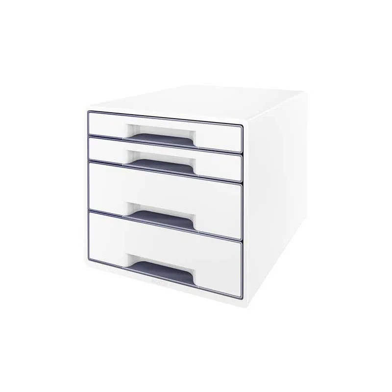 Módulo de cajones Leitz Wow Desk Cube 4 cajones blanco perla y gris