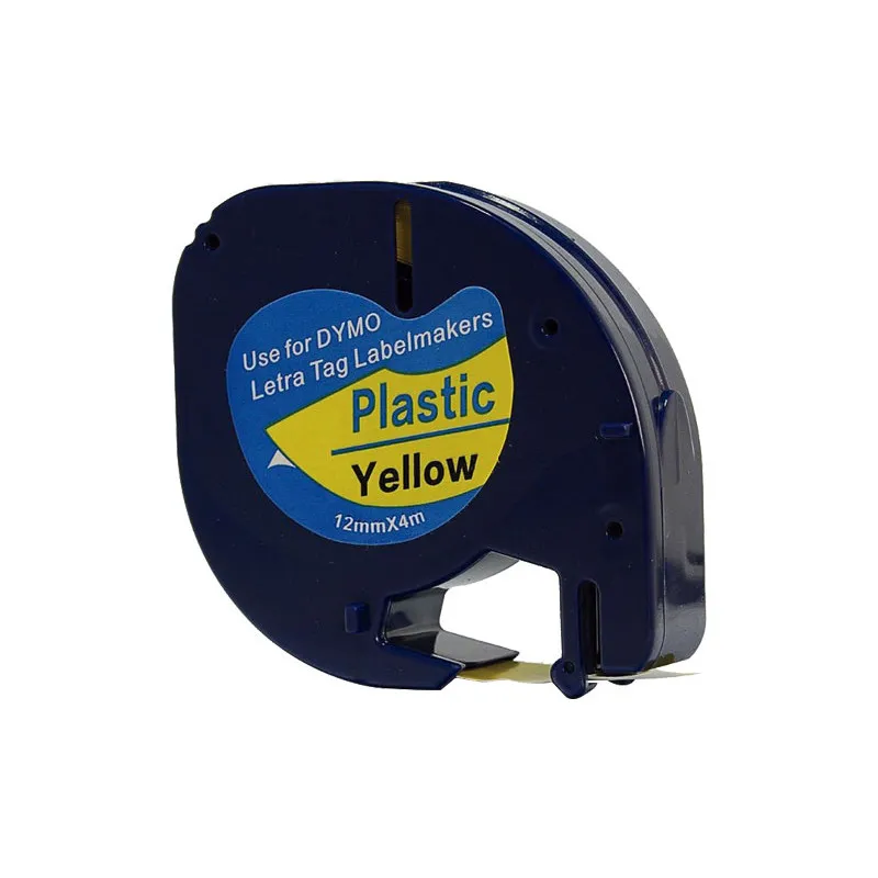Cinta rotuladora electrónica Dymo Letratag 12mm Plástico, negro/amarillo 4m