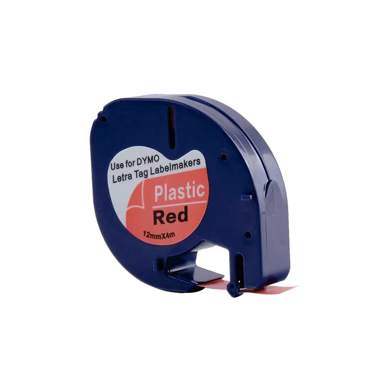 Cinta Dymo Letratag 12mm Plástico, Negro/Rojo 4m
