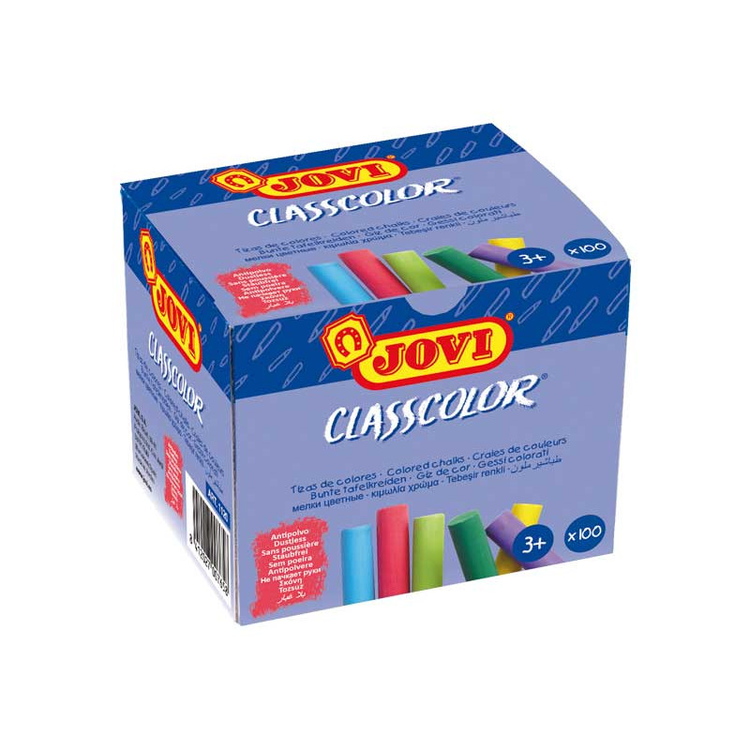 Tiza antipolvo Jovi Classcolor Colores, caja de 100