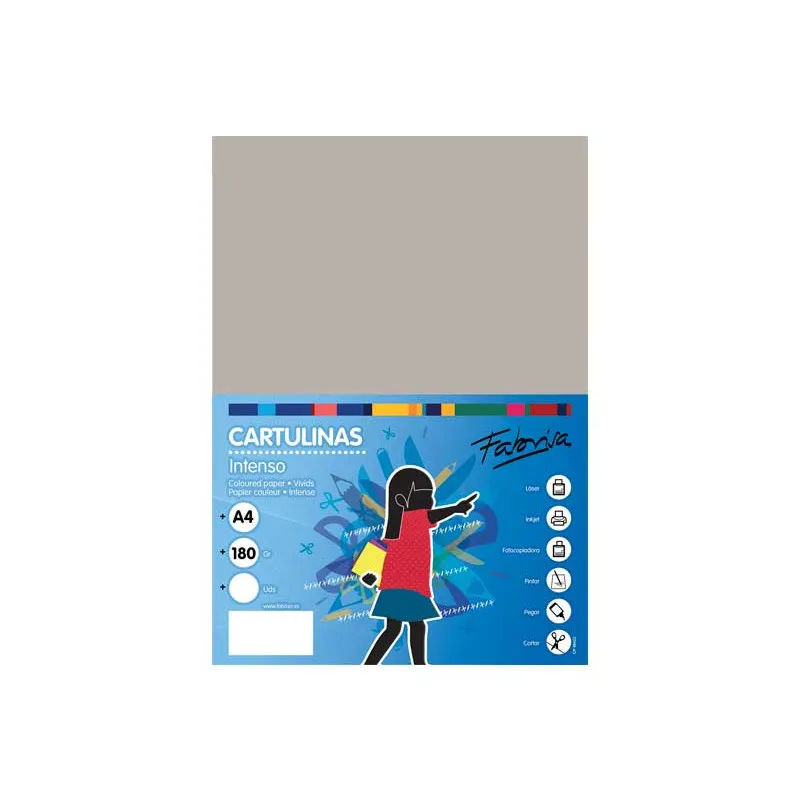 Cartulina de color A4 Fabrisa Gris