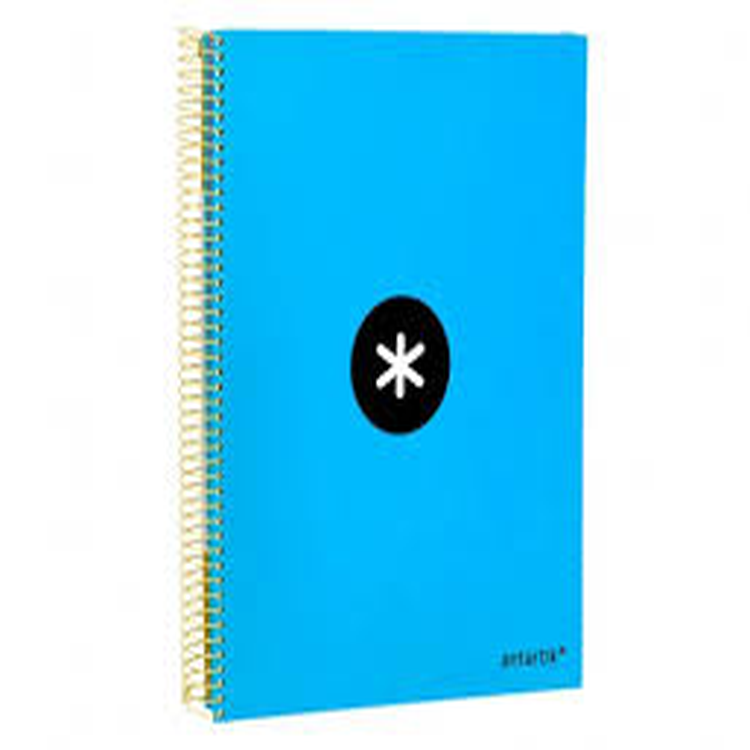 Cuaderno espiral liderpapel a4 micro antartik tapa forrada120h 100 gr cuadro 5mm 5 banda4 taladros color azul