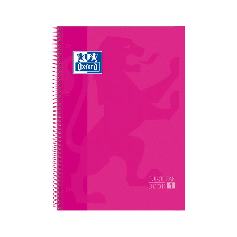 Cuaderno espiral microperforado A4+ Oxford 90 g Cuadro 5mm 80 hojas Fucsia Tapa Extradura