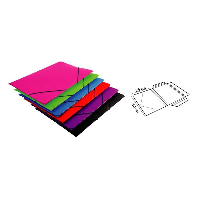 Carpeta gomas polipropileno folio 3 solapas colores surtidos 34x25cm