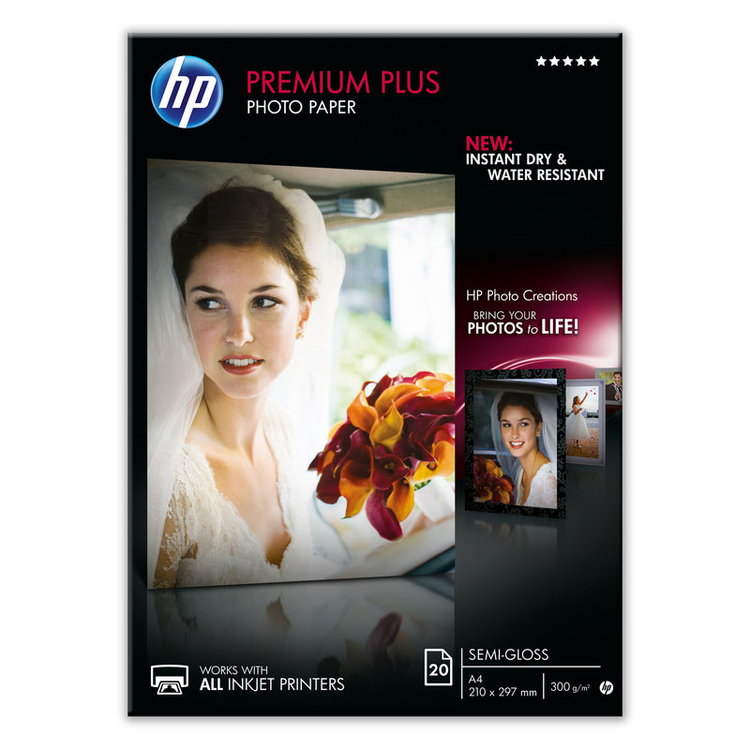 Papel fotográfico inkjet semisatinado A4 300g  Hp Premium Plus