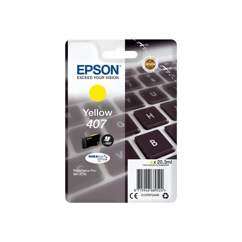Epson Cartucho de tinta 407 Amarillo Original  1900 Páginas Amarillo