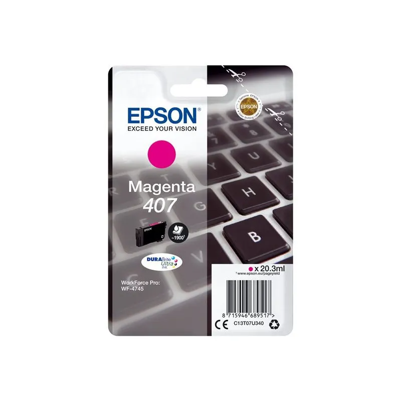 Epson Cartucho de tinta 407 Magenta Original  1900 Páginas Magenta