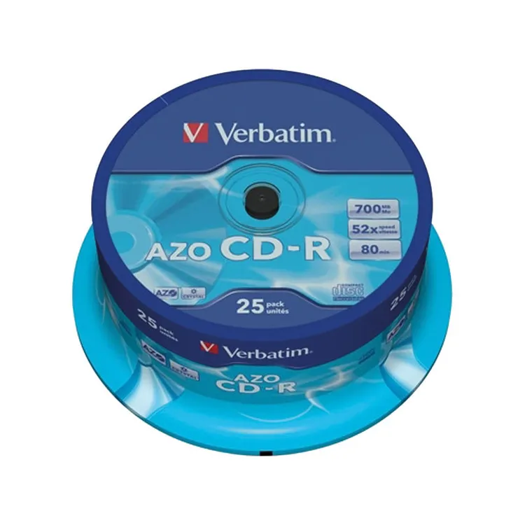 CD-R grabable 700Mb 80 minutos Verbatim AZO Crystal Tarrina de 25 unidades