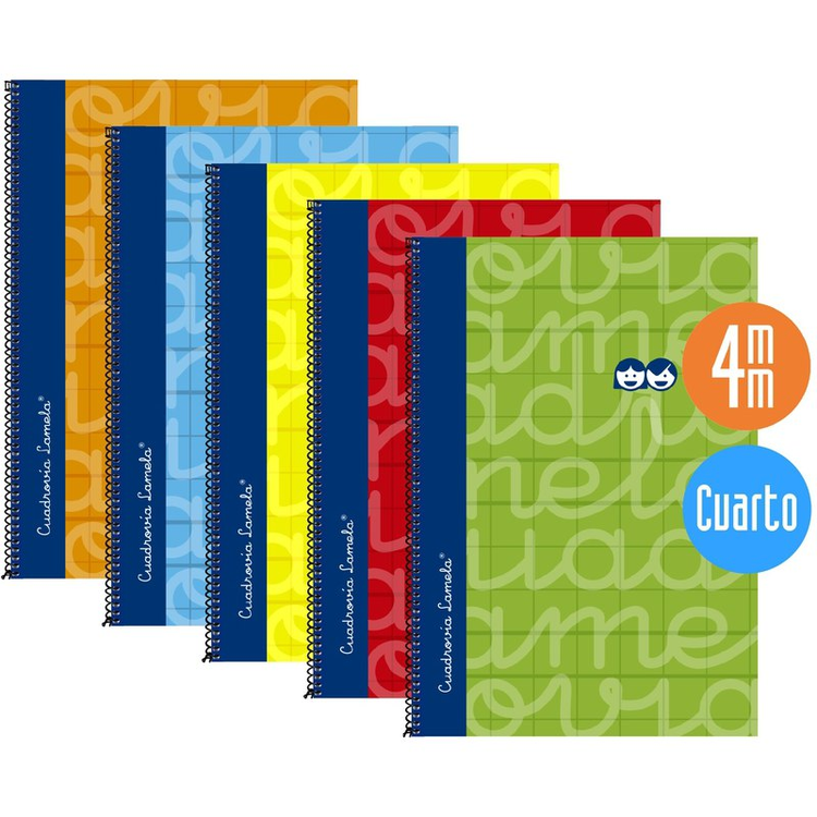 Cuaderno espiral cubierta extradura tamaño cuarto Lamela Cuadro 2,5mm. naranja