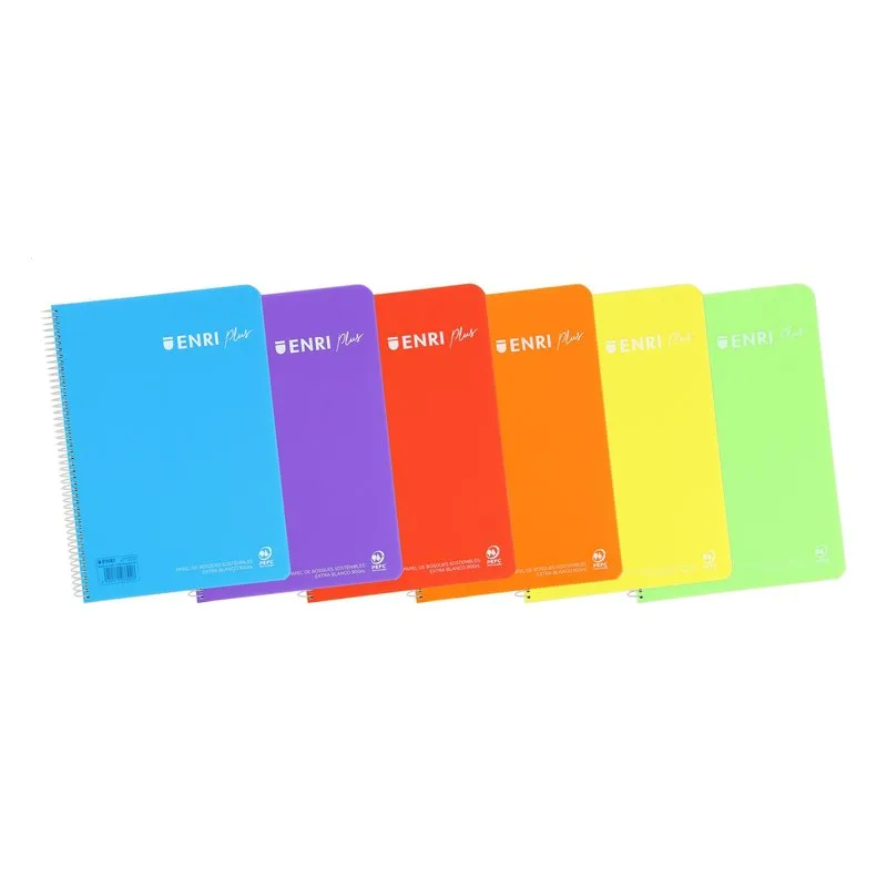 Cuaderno espiral tapa plástico cuarto Enri Plus 4x4c/m