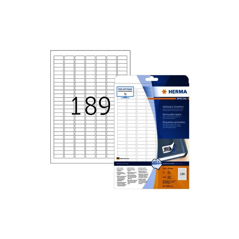 Etiquetas para láser-inkjet A4 25,4  x 10 mm (Pack de 100 hojas)