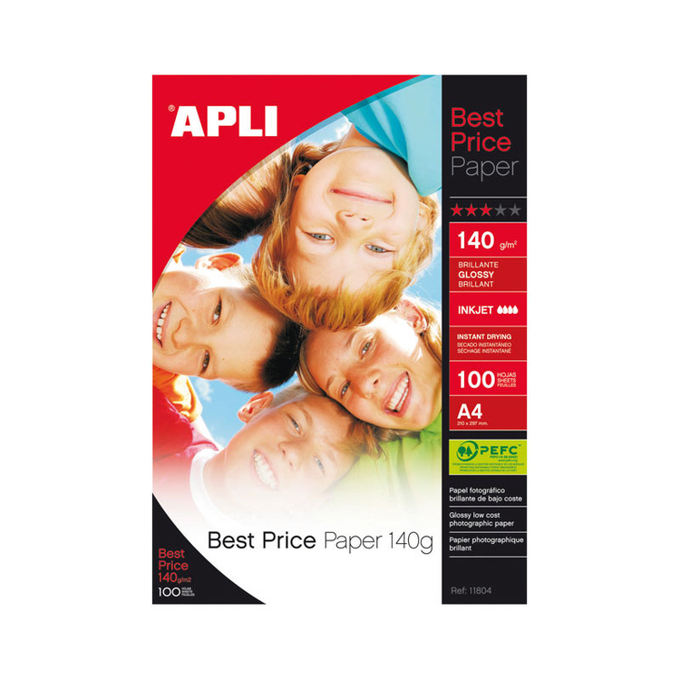 Papel fotográfico brillante A4 140g Apli Best Price