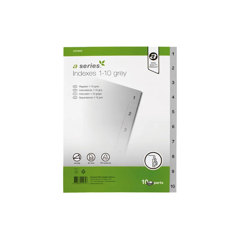 Separadores de PP A-Series A4 Numérico 1-10