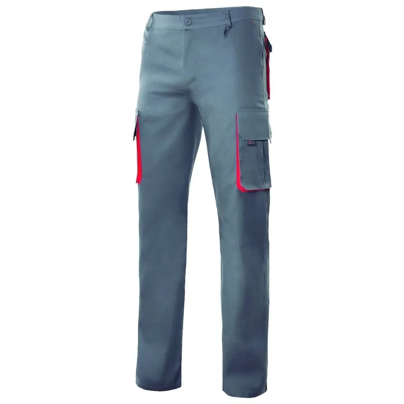 Pantalón bicolor multibolsillos con refuerzo de tejido Talla 40, negro/ rojo