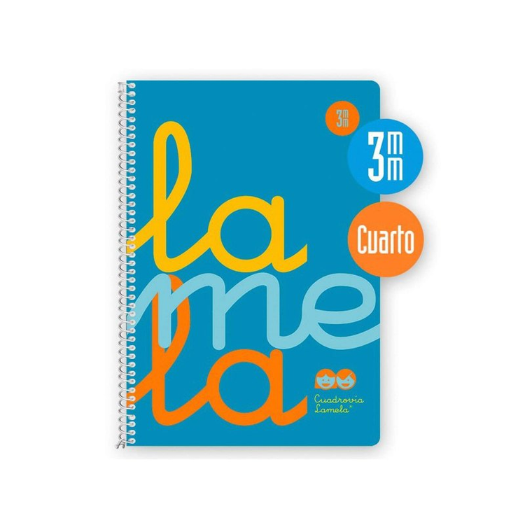 Cuaderno espiral cubierta poliproplileno flúor tamaño cuarto Lamela Cuadro 3mm. azul