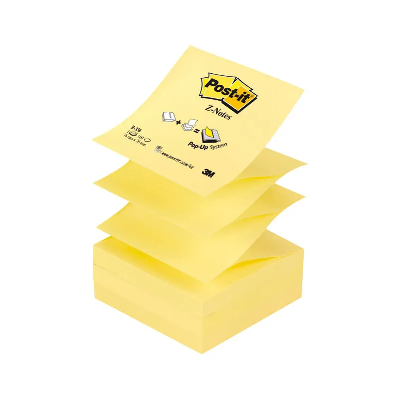 Bloc de Notas adhesivas zig-zag Post-it Amarillo 100 Hojas 76x76 mm