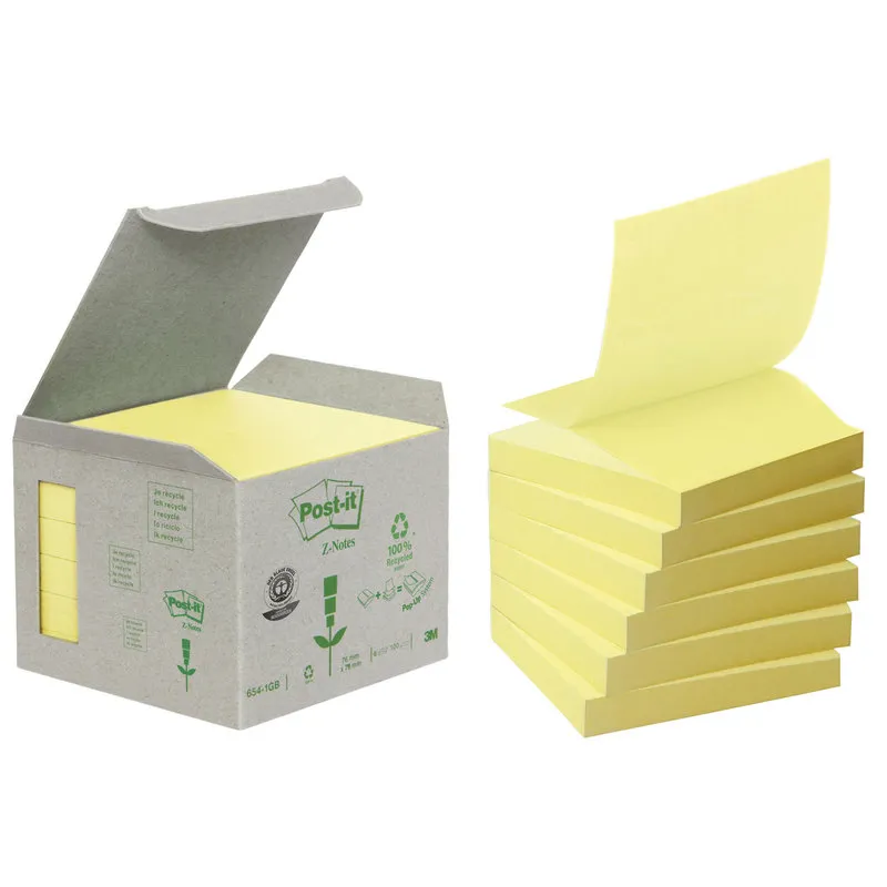 Bloc de Notas adhesivas zigzag Post-it Amarillo 100 Hojas 76x76 mm (Pack 6)