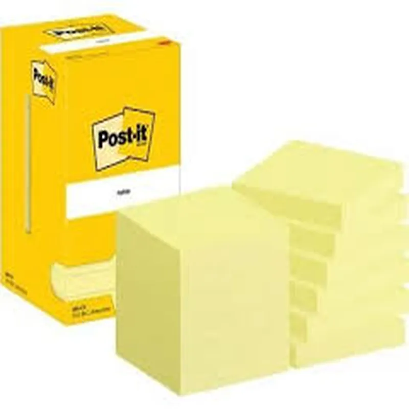 Bloc de Notas  adhesivas Post-it Amarillo  100 Hojas 76x76 mm (Pack 12)