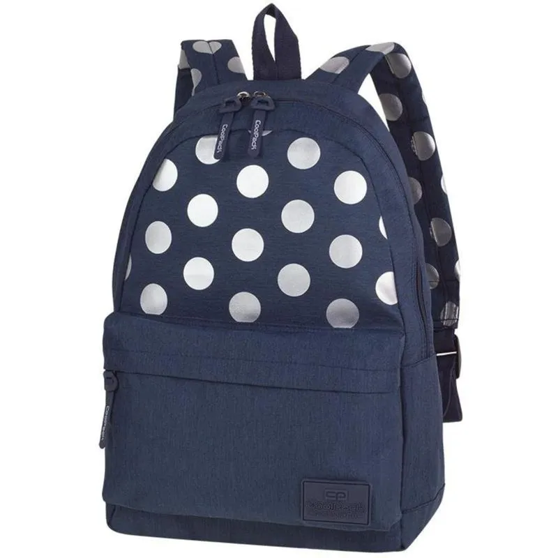 Mochila Escolar Básica Azul con Lunares