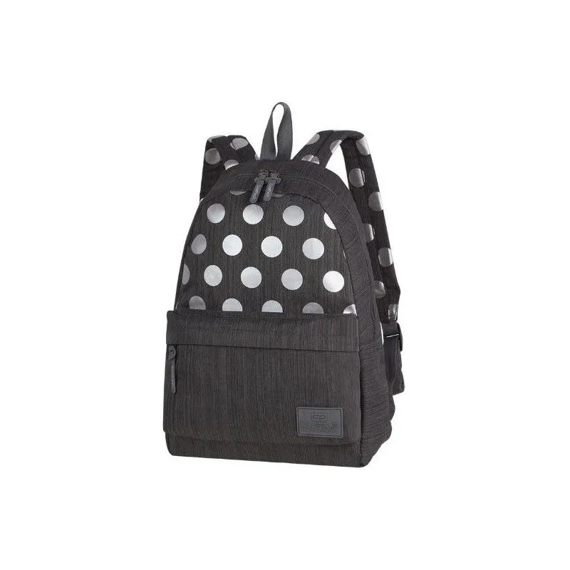 Mochila Escolar Básica Negra con Lunares