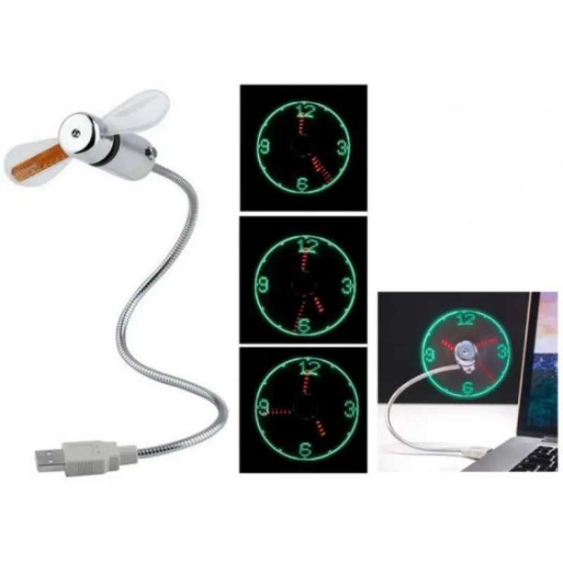 Ventilador USB con Reloj Led