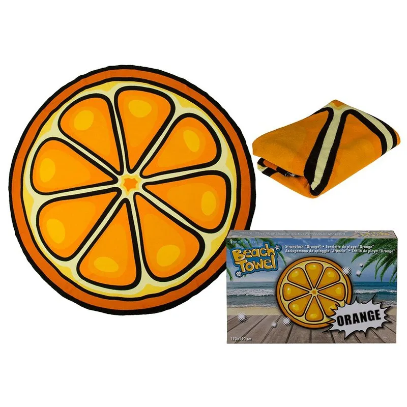 Toalla de Playa Orange, (150 cm de diámetro), 100% poliéster