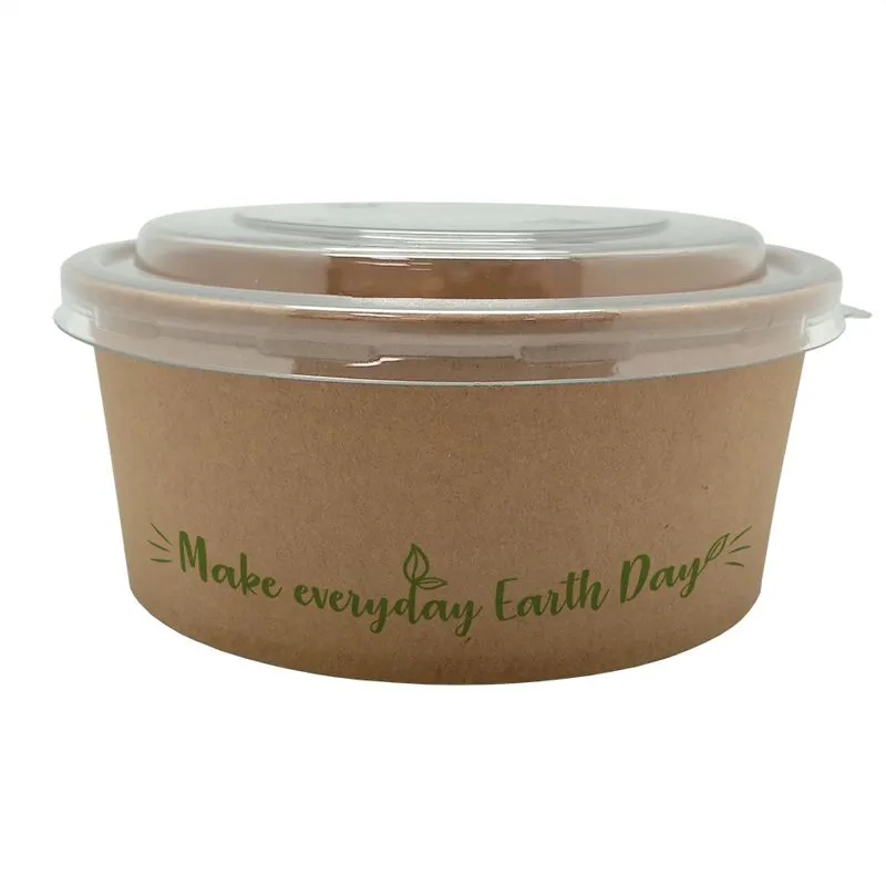 Ensaladera combo + tapa pet 700ml Base kraft/ tapa transparente