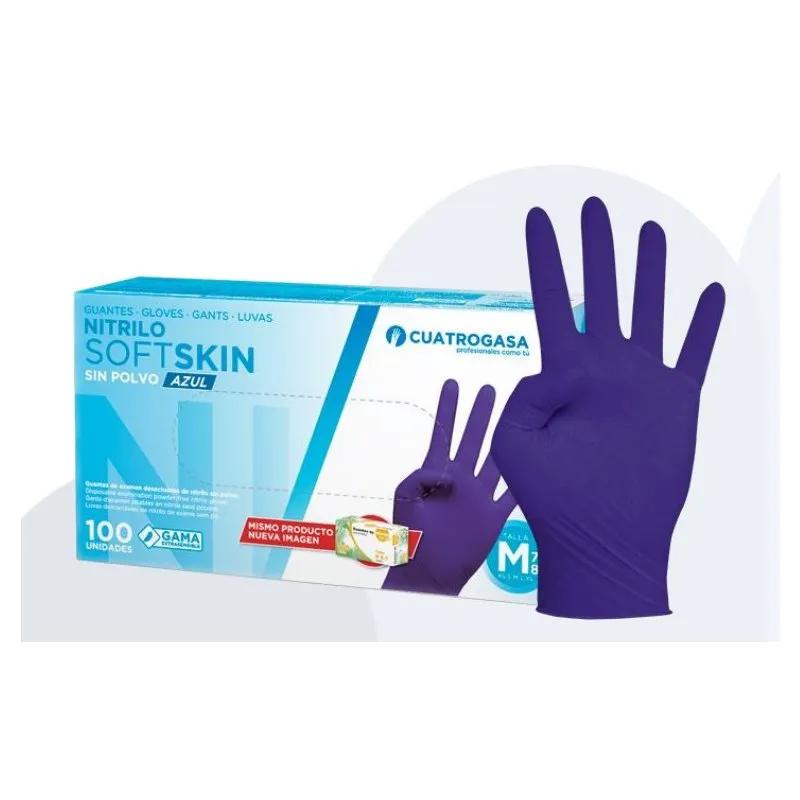 Guante de Nitrilo SoftSkin Azul sin Polvo Talla l