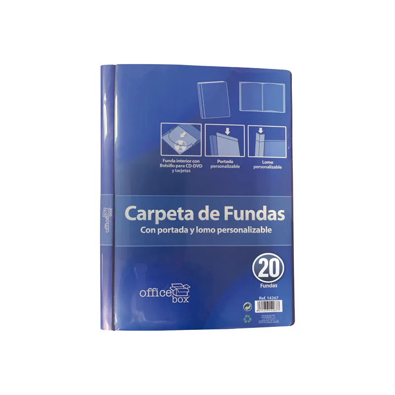 Carpeta Negra con 20 Fundas A4 Personalizable