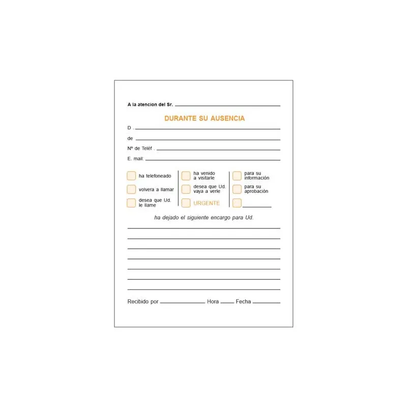 Talonario de Llamadas Telefónicas Octavo Natural Loan