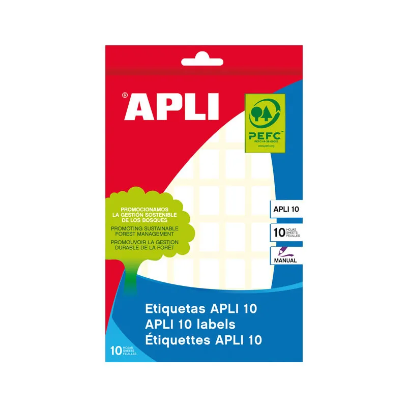 Etiquetas Apli Adhesivas Blancas 12x18mm (Pack de 10 hojas)