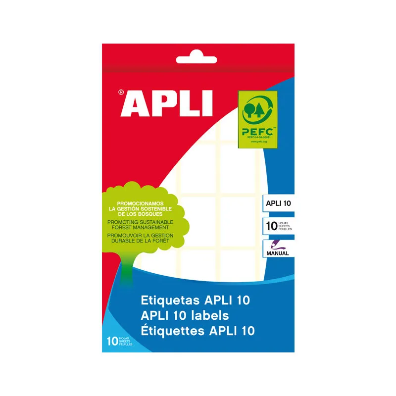 Etiquetas Apli Adhesivas Blancas 19x27mm (Pack de 10 hojas)