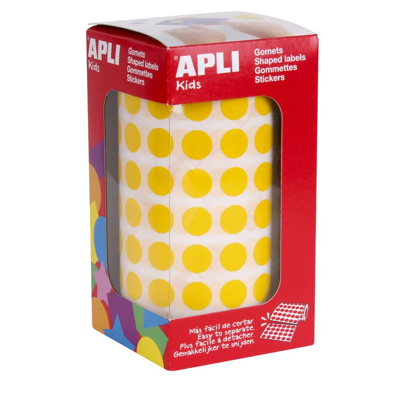 Gomets Apli Adhesivos Permanentes en Rollo Circulares Rosa 10,5mm