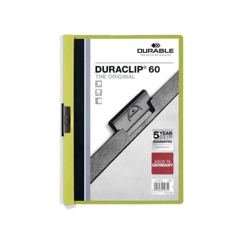 Dossier con clip metálico A4 60 hojas Durable Duraclip Verde oscuro