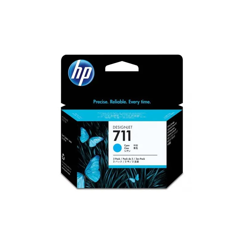 Cartucho inkjet HP 711 Pack 3 Cian 29 ml