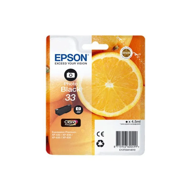 Cartucho Inkjet  Epson T3341 Negro(Foto)  4.5ml para aprox. 200 fotos