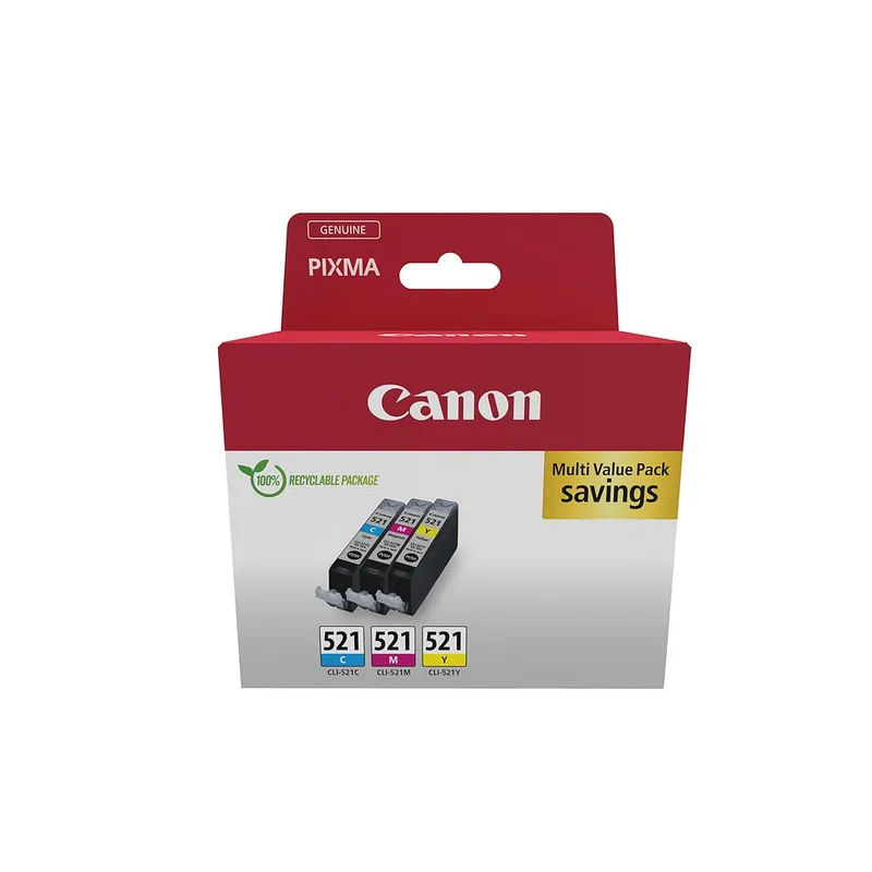 Cartucho Inkjet Canon CLI-521 Multipack  cian , magenta , amarillo 518 páginas