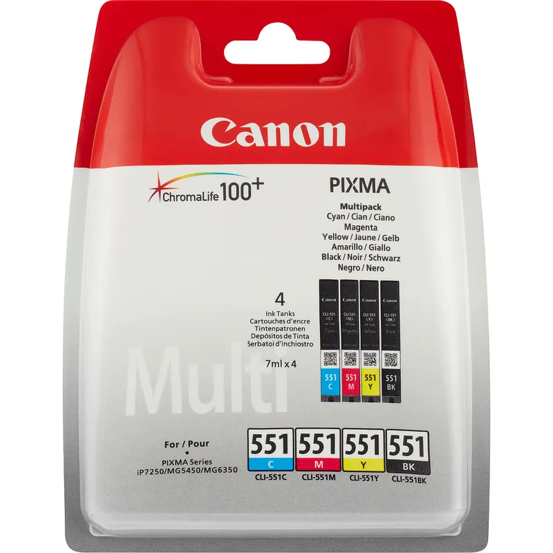 Cartucho Inkjet Canon CLI-551 Multipack negro , cian , magenta , amarillo 1.427 páginas