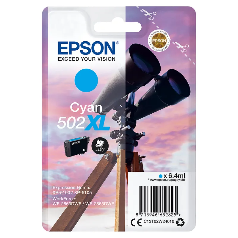 Cartucho Inkjet Epson 502XL cian 470 páginas