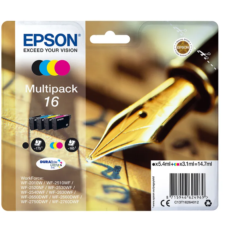Cartucho Inkjet Epson 16 Multipack negro , cian , magenta , amarillo 670 páginas
