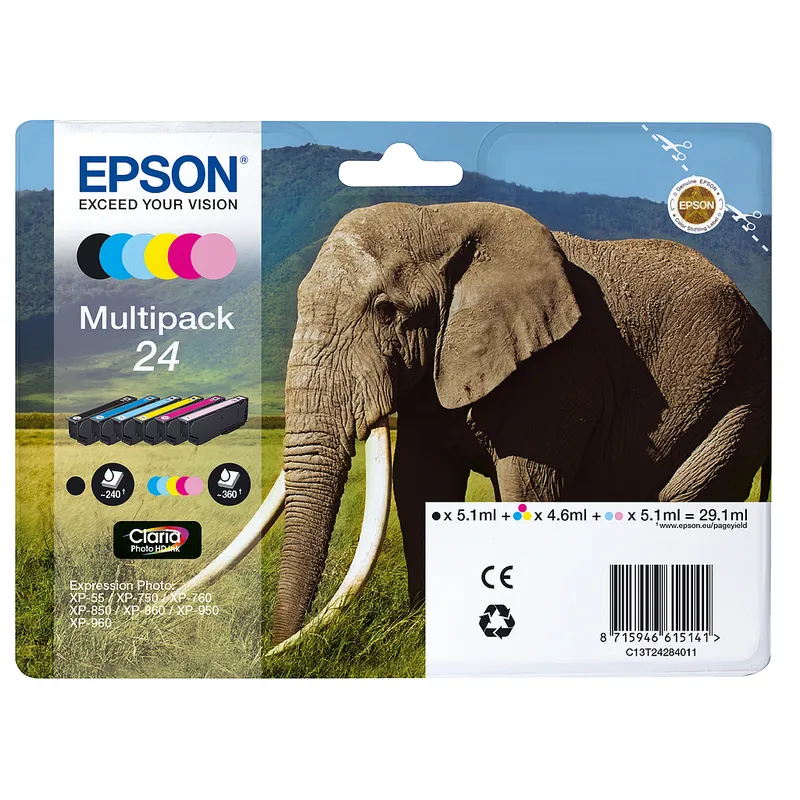 Cartucho Inkjet Epson 24 Multipack negro , cian , magenta , amarillo 2.040 páginas