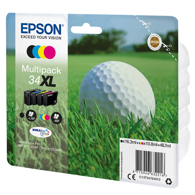 Cartucho Inkjet Epson 34XL Multipack negro , cian , magenta , amarillo 3.950 páginas