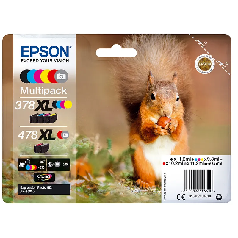 Cartucho Inkjet Epson 378XL+478XL Multipack negro , cian , magenta , amarillo 4.650 páginas