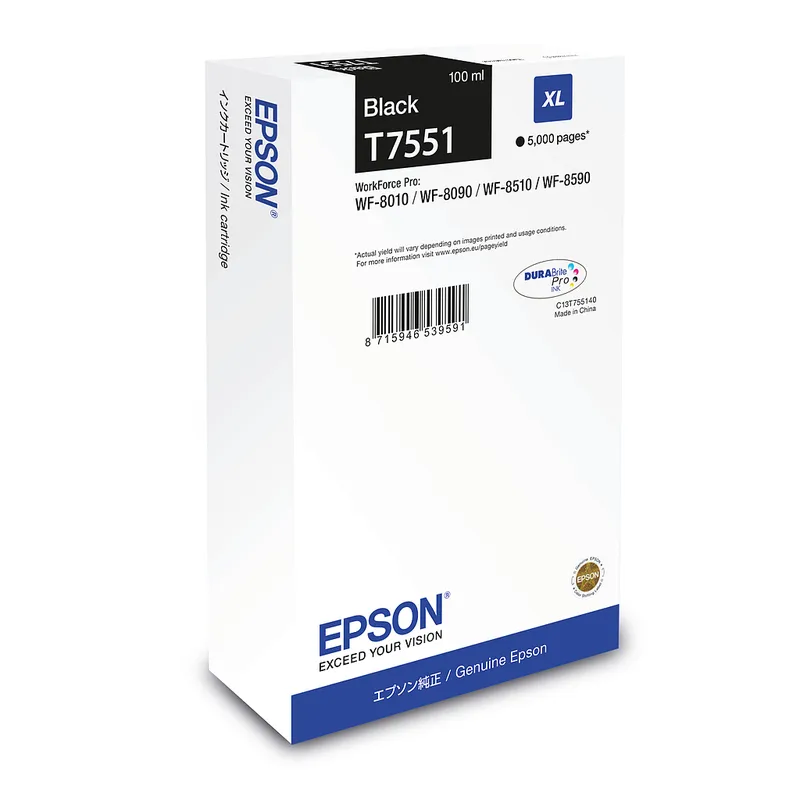 Cartucho Inkjet Epson T7551 XL negro 5.000 páginas