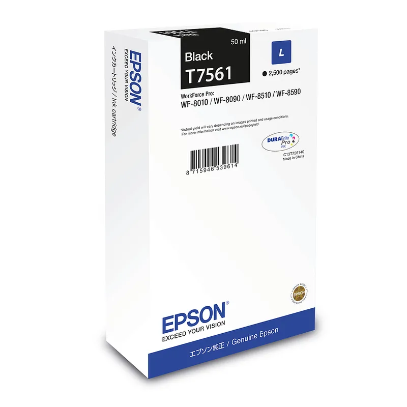 Cartucho Inkjet Epson T7561 negro 2.500 páginas