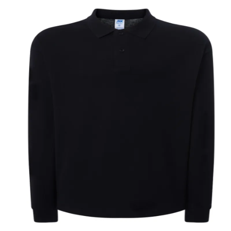 Polo Manga Larga Hombre Negro Bordado Pecho (T/2XL)_OCA HOTELES