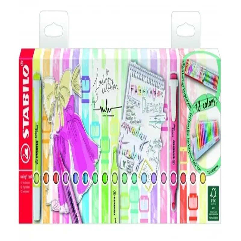 Rotulador Stabilo Fluorescente Fino Swing Cool Pastel Surtidos, C/18 und