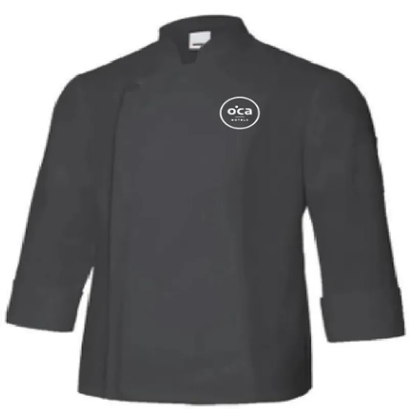 Casaca Cocina Hombre Negra Bordado Pecho Talla M OCA HOTELES