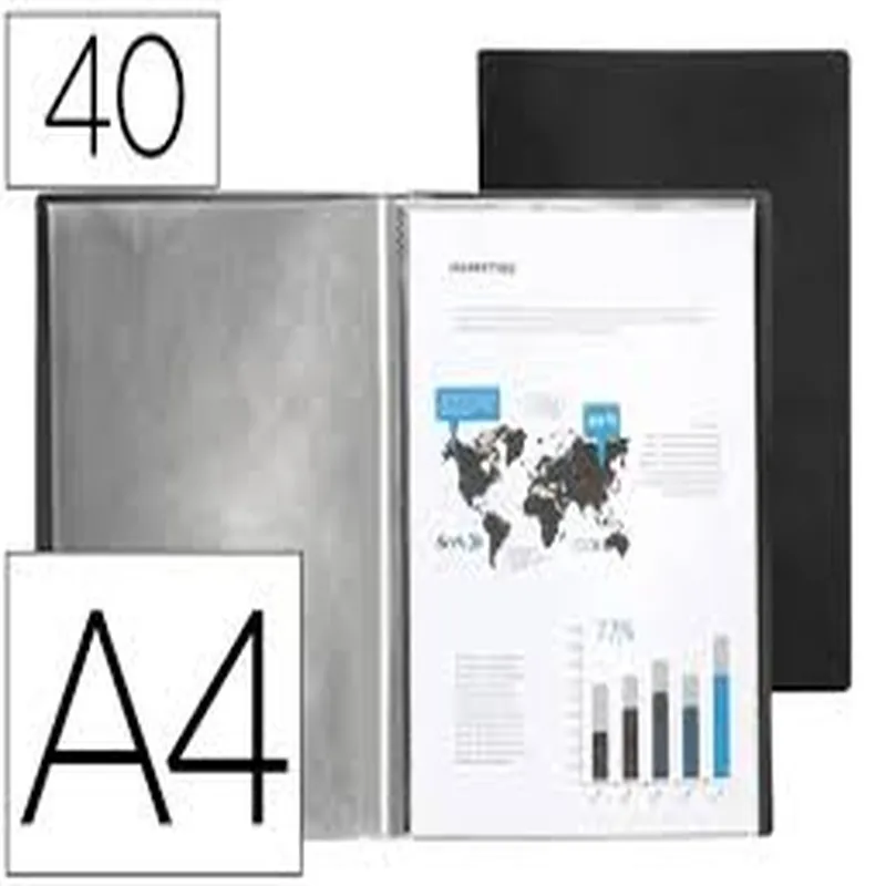Carpeta con 40 Fundas Polipropileno A4 Negro